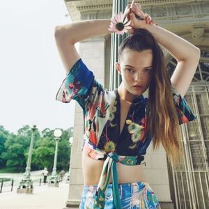 Zara Floral Kimono Sleeve Cropped Top Size Extra Small